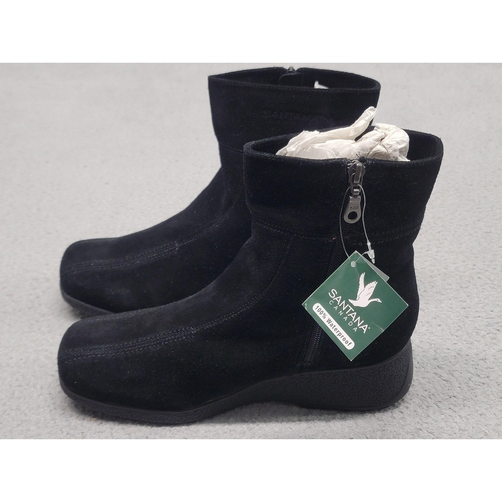 Santana Canada Black Suede Ankle Winter Boots